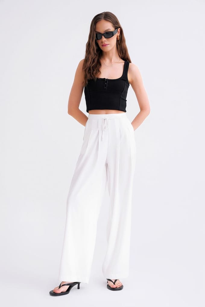 Hoge Taille Plissé Palazzo Broek