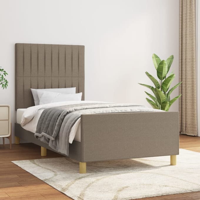 vidaXL - Bedframe - zonder - matras - 100x200 - cm - stof - taupe