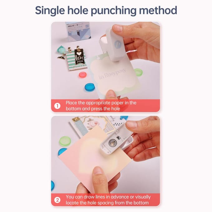 KWtriO Paddenstoel Enkel Gat Papiersnijder Mini DIY Snijder voor A4 A5 B5 Notitieboek Scrapbook wit