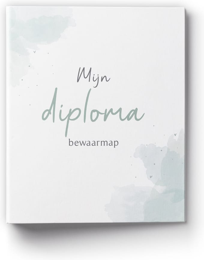 Fyllbooks - Mijn Diploma Bewaarmap - Diplomamap - Rapportmap - Basisschool - A4 Formaat - Watercolour Groen