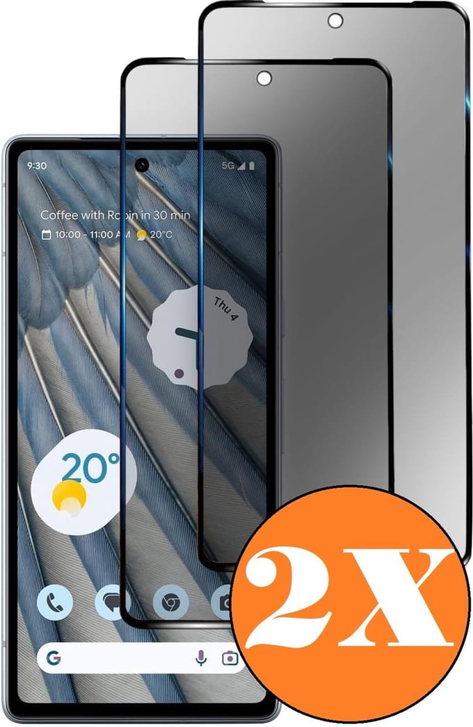 Privacy Geschikt voor Google Pixel 7A screenprotector Privacy glass - 2 Stuks - Full screen protector tempered glass Google Pixel 7a