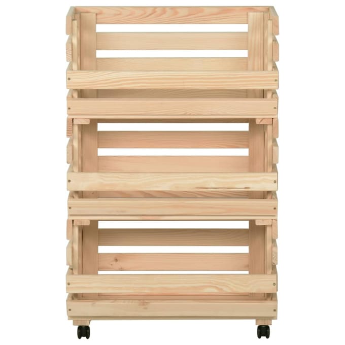vidaXL - Groentetrolley - 37x30x80 - cm - massief - grenenhout