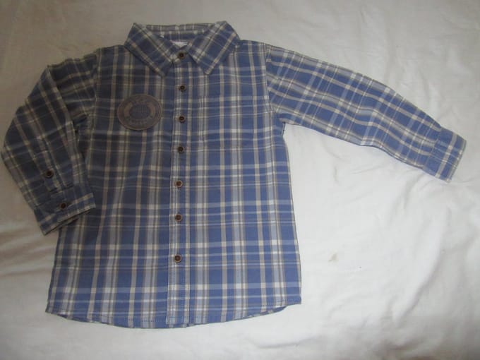 dirkje , jongens , overhemd , geruit , blauw  M.C.C. , 92 -  2 jaar