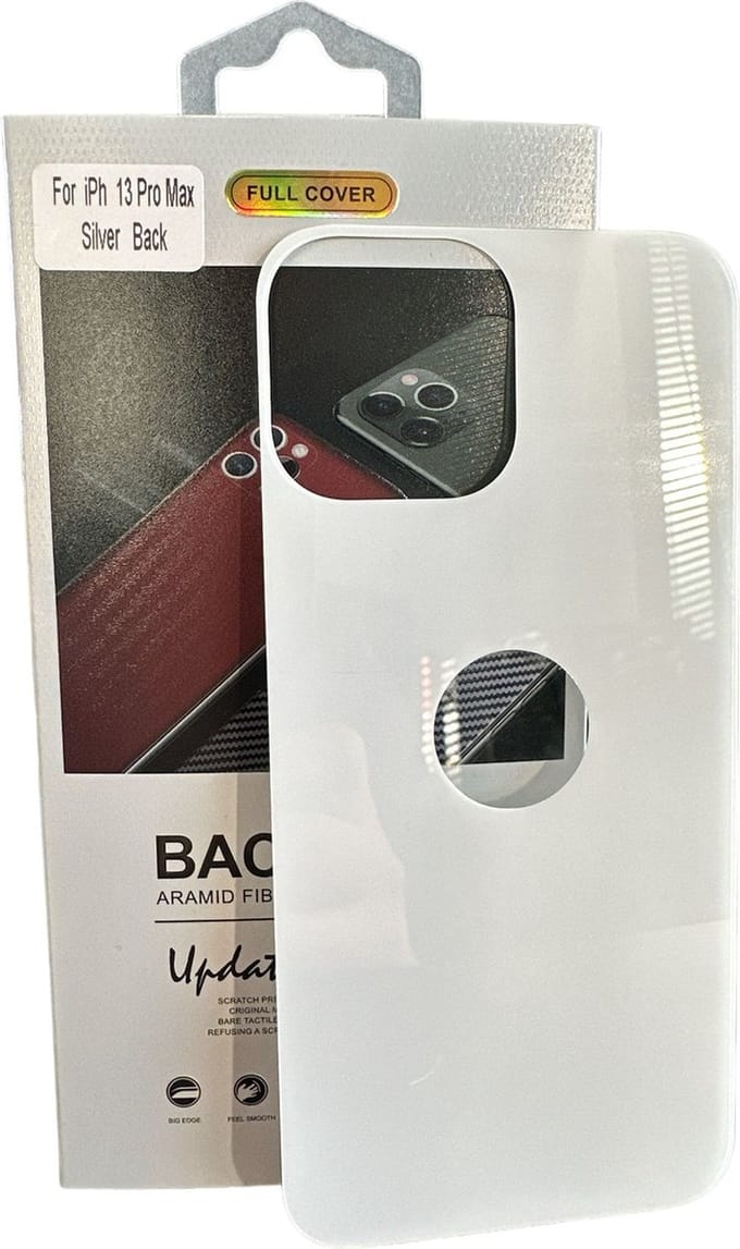 Armid Fiber Achter glas beschermer Geschikt voor: Apple iPhone 13 Pro Max (Silver) Achterkant Temper Glass Protector - Back Screen Protector