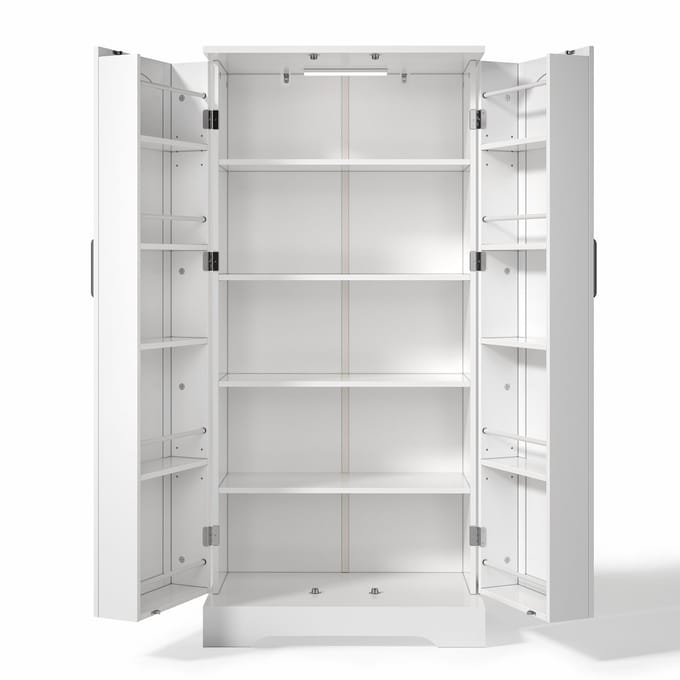 Wit MDF Multifunctionele Opbergkast Keuken Woonkamer 60×35×128cm