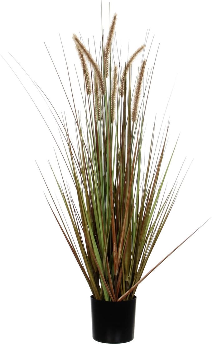 Mica Decorations - gras pluim kunstplant - groen/bruin - H150 x D70 cm