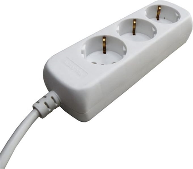 Tafelcontactdoos 3-voudig – Met randaarde, 1,5 meter kabel, 3x1.5mm², wit