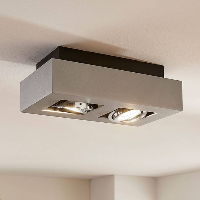 Arcchio - buitenspot - 2lichts - Aluminium - H: 8.5 cm - GU10 - zilvergrijs