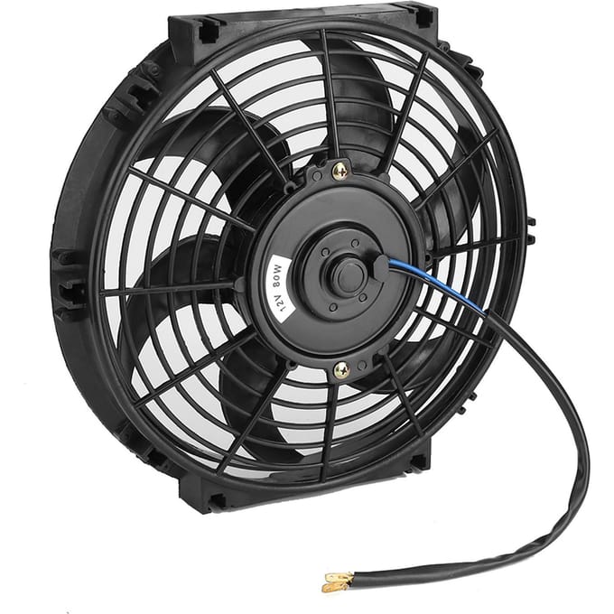 Ventilateur Mince de Radiateur Électrique 10 pouces Pousser Tirer 12V avec Accessoires d'Installation black