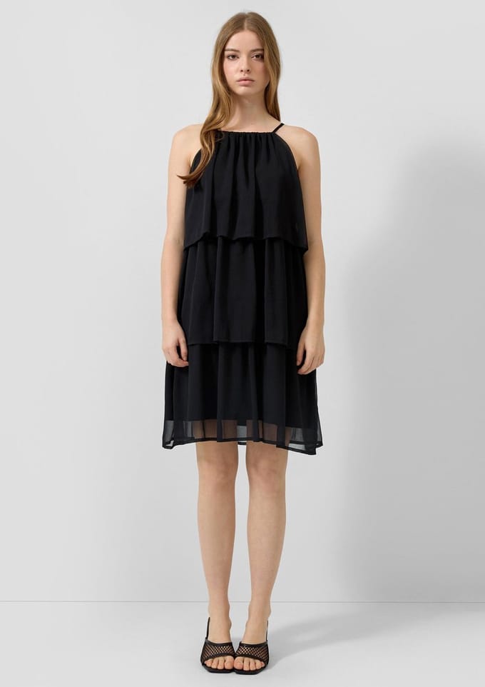 Chiffonjurk met ruffles vrouw QS