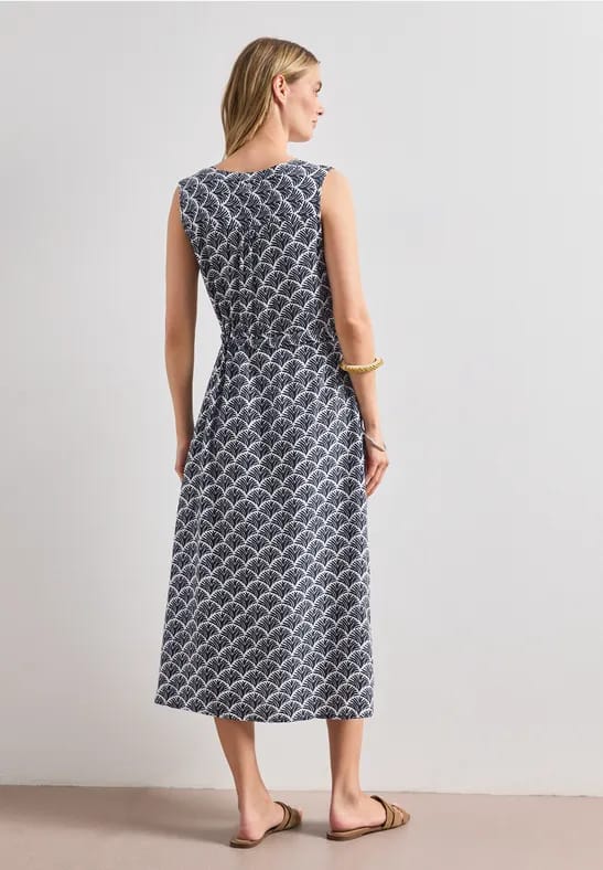 Midi-jurk met gespleten hals en ritssluiting