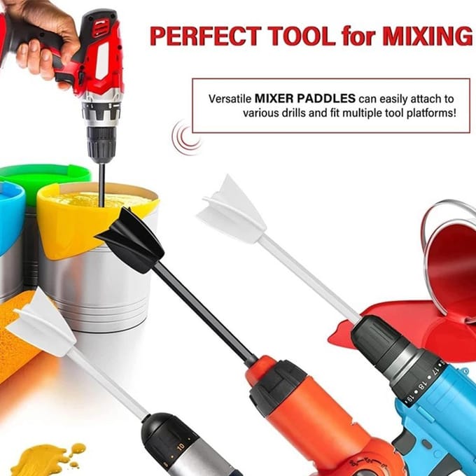 Mélangeur de peinture Accessoire de perceuse, Mélangeur de peinture Hélice Mélangeur de résine pour perceuse Agitateurs de peinture Accessoire de perceuse 4 Black & 4 White