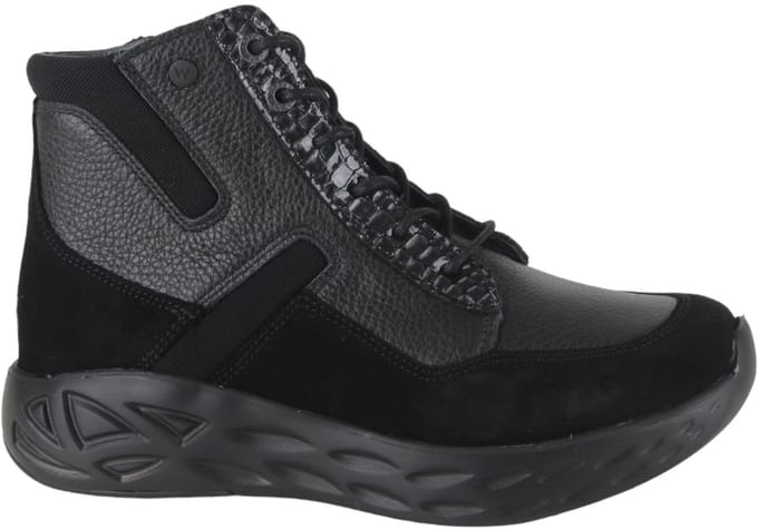 Wolky Leap Dames Veterboot - 0570190-005 Zwart/Combi - Maat 42