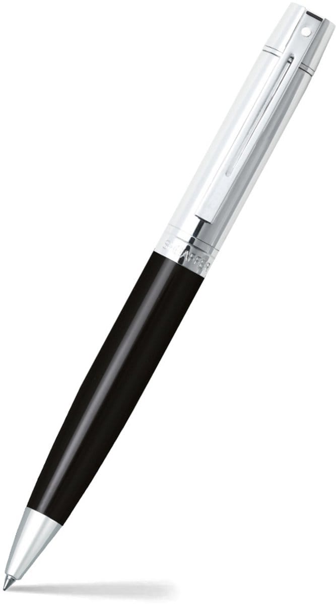 Sheaffer balpen - 300 E9314 - Black barrel chrome cap chrome plated