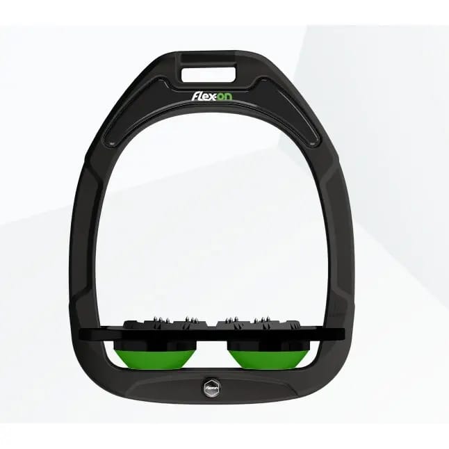 Platte Ultra Grip Stijgbeugels Zwart/Zwart/Groen Flex-On Green Composite