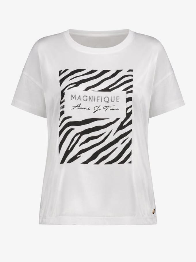 Van Verla - Magnifique Tshirt - Dames - Korte mouw - Ronde hals - wit / zebra - Maat S