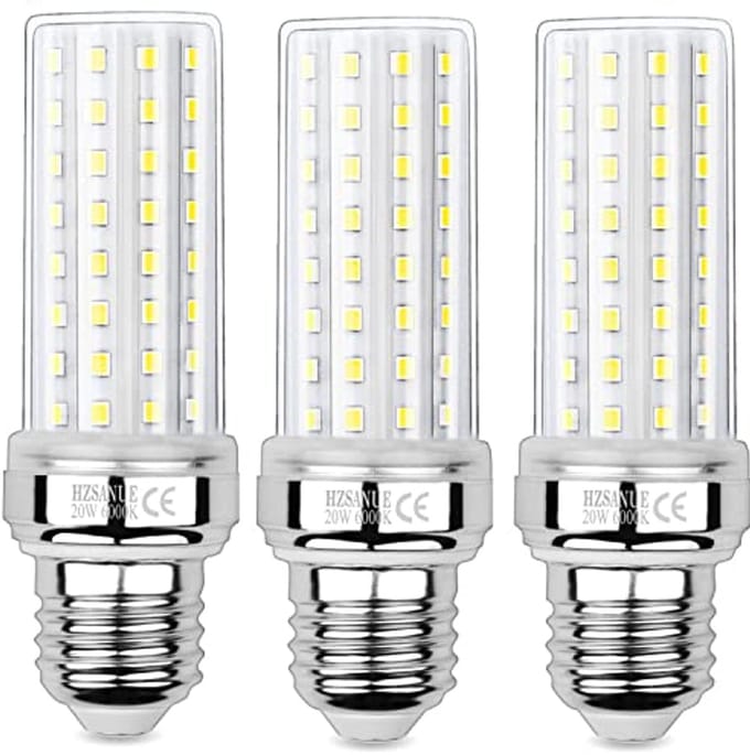 E27 LED Corn Lamp 20W - 150W Equivalent, 6000K Daylight White - Pack of 3