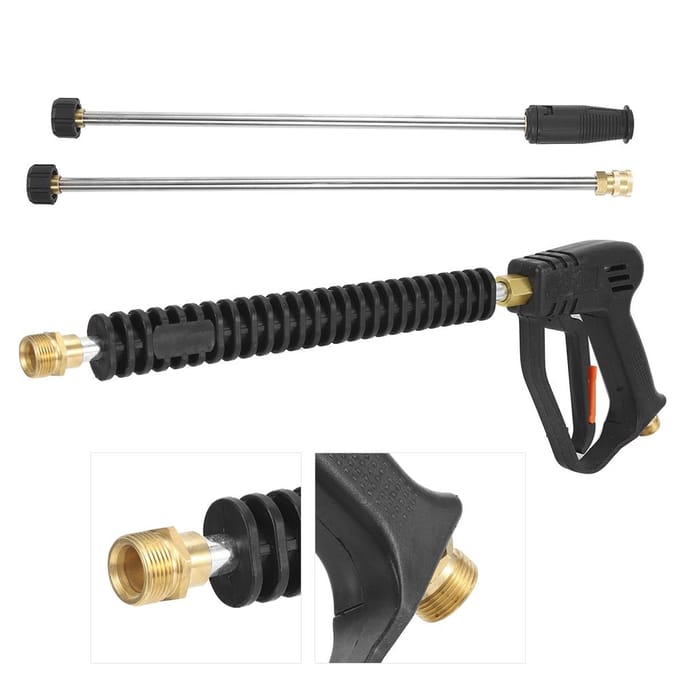 Pistolet pulvérisateur d'eau pour lave-auto haute pression 3 000 psi, rallonge W2 pour machine à laver black