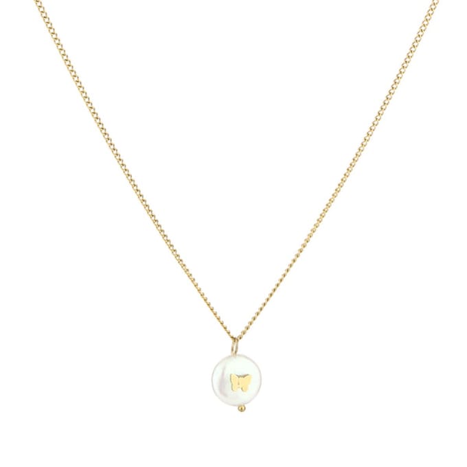 Bijoutheek Ketting Parel Vlinder Goud
