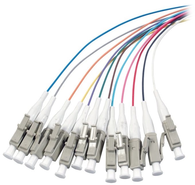 Danicom OS2 glasvezel pigtail gekleurde set LC - 12 stuks