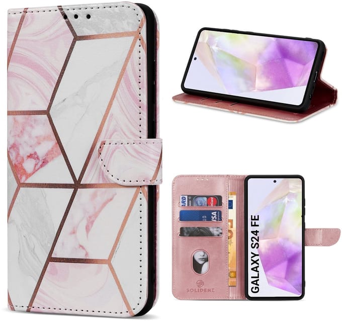 Solidenz hoesje - Geschikt voor Samsung Galaxy S24 FE - Bookcase - Marmer