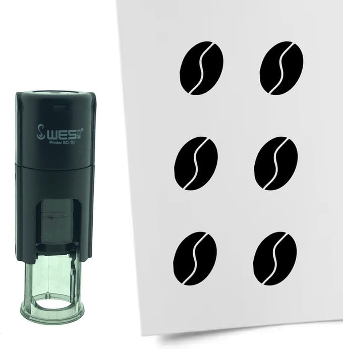 CombiCraft Stempel Koffieboon 10mm rond - zwarte inkt