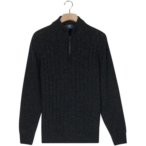 Baileys Trui Vertical Texture Half Zip Front Drop Needle Knit Navy / male