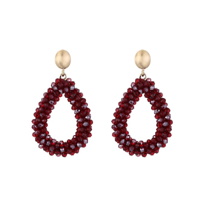 Oorbellen Crystal Elegance - Diep Rood / Bordeaux - Feestdagen - Kerst - Cadeau