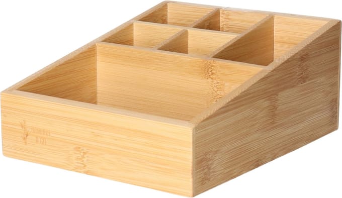 Bambou & Co Pennebak kantoor sorteer organizer - 6-vaks bakje - 21 x 16 cm - bamboe hout