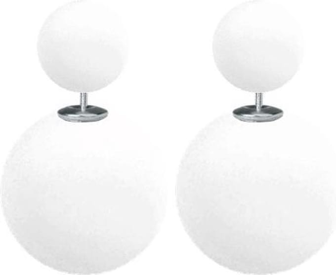 Fako Bijoux® - Oorbellen - Double Dots - Parel - Wit