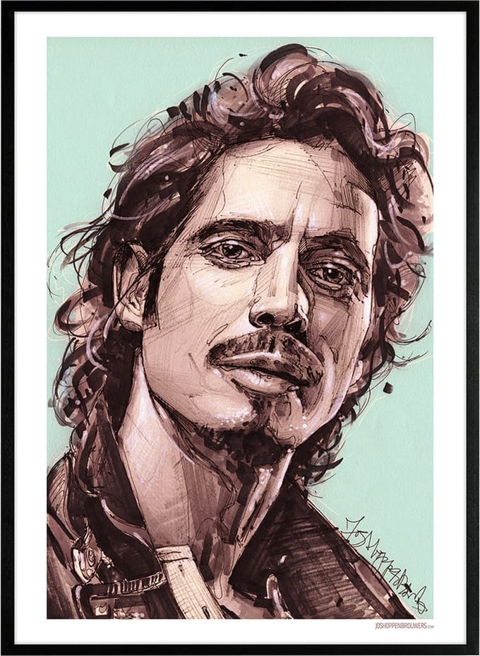 Chris Cornell print 51x71 cm *ingelijst & gesigneerd