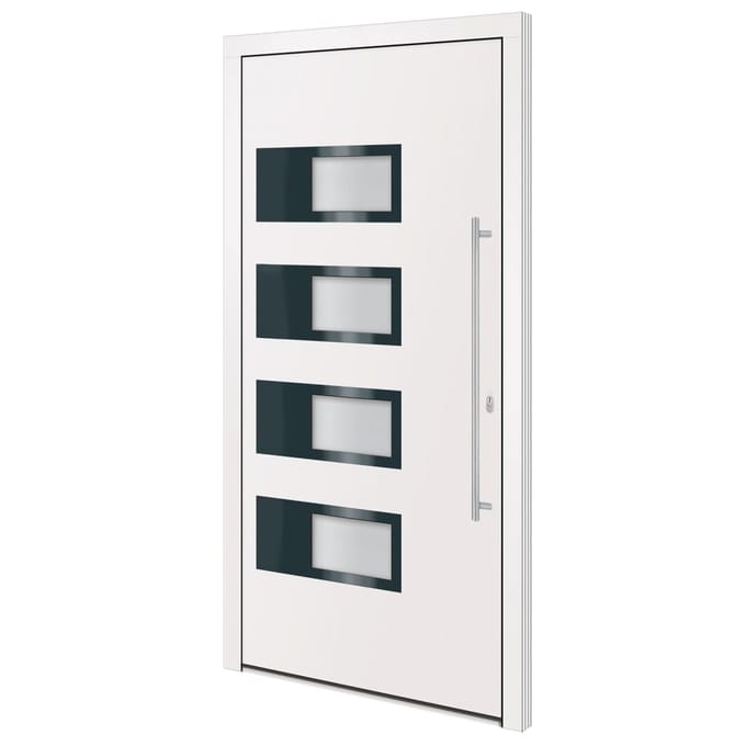vidaXL - Voordeur - 100x200 - cm - aluminium - en - PVC - wit