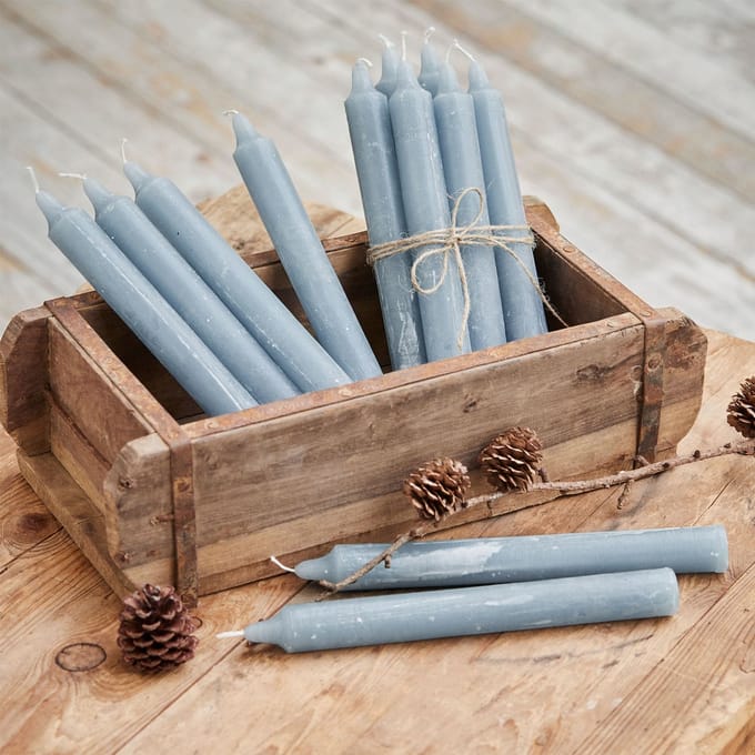 LOBERON Kaars set van 12 Bauceau grijsblauw
