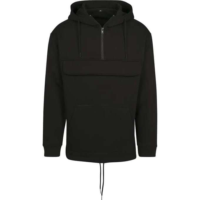 Build Your Brand - Sweat Pullover Hoodie met halve Rits - Black maat M