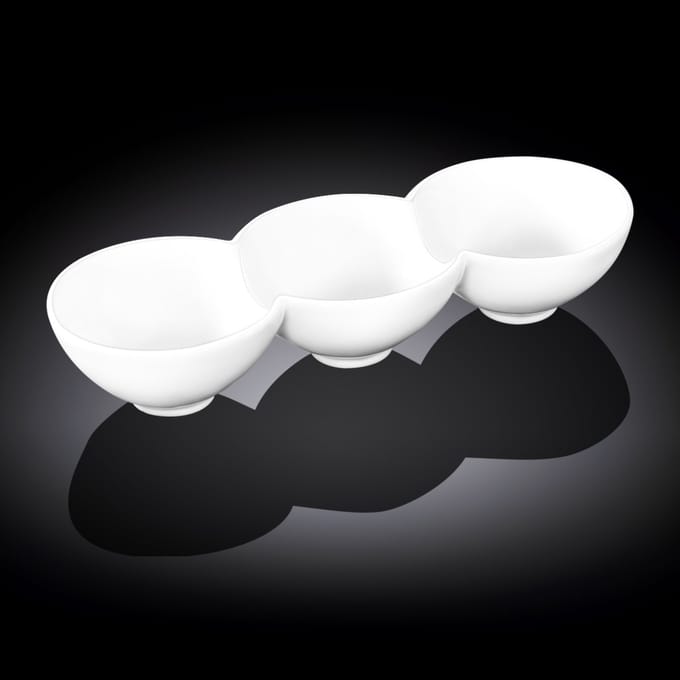 Wilmax - Porseleinen Schaal met Verdeling - Wit - Lengte 26 cm - 1 Stuk