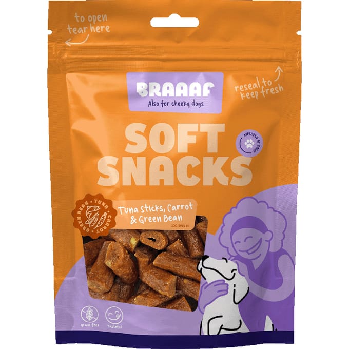 Braaaf Soft Snack Tonijnstick met wortel en sperzieboon