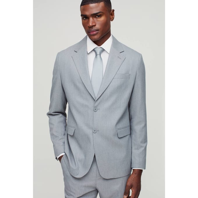 Straight Fit Stipe Textuur Blazer | Grey | Size 42