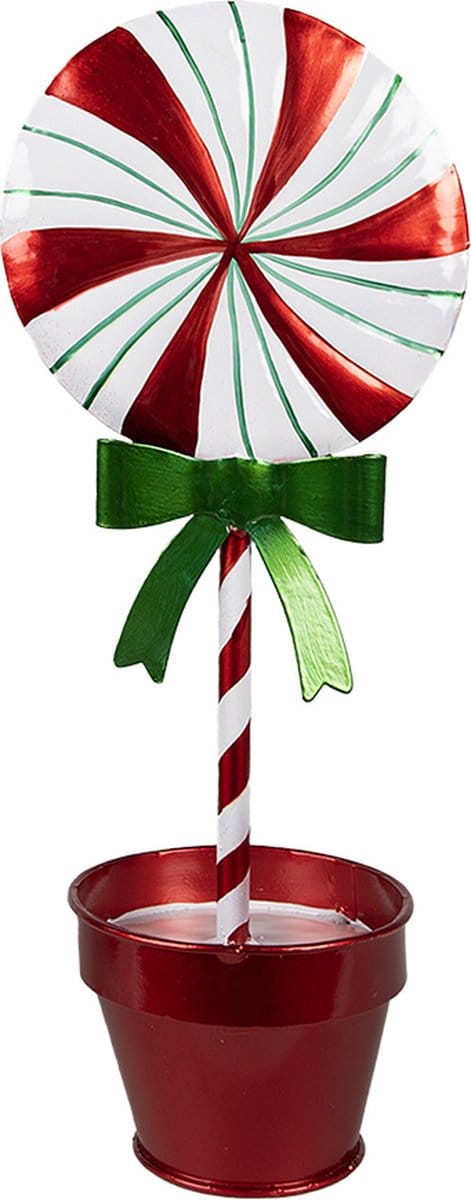 Clayre & Eef Kerstdecoratie Lolly 12x9x31 cm Rood Metaal