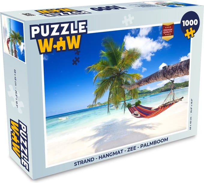 Puzzel Strand - Hangmat - Zee - Palmboom - Legpuzzel - Puzzel 1000 stukjes volwassenen