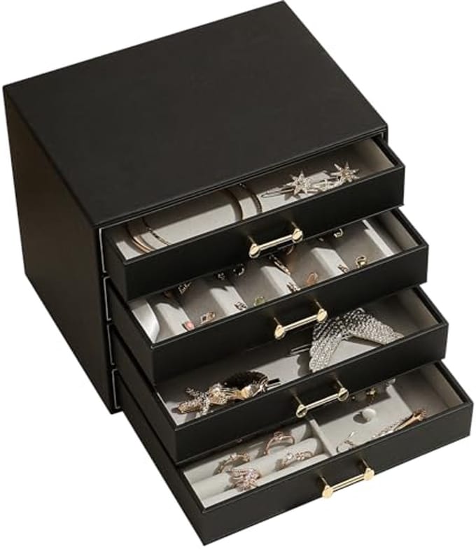 Sieradenorganizer met 4 laden - Stapelbare Sieradendoos voor Dames