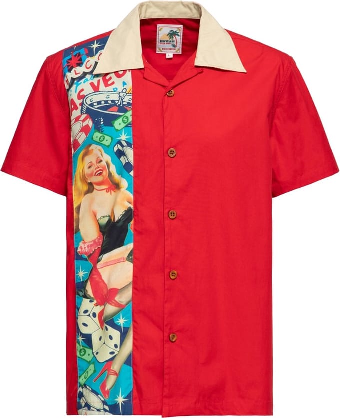 King Kerosin Tropical Hawaiian Style Hemd Aop KKU35002 Red-4XL