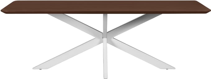 QUVIO Eettafel Sofia - Rechthoekig - Witte kruispoot - FSC®-gecertificeerd mangohout - 220x110 cm - Bruin