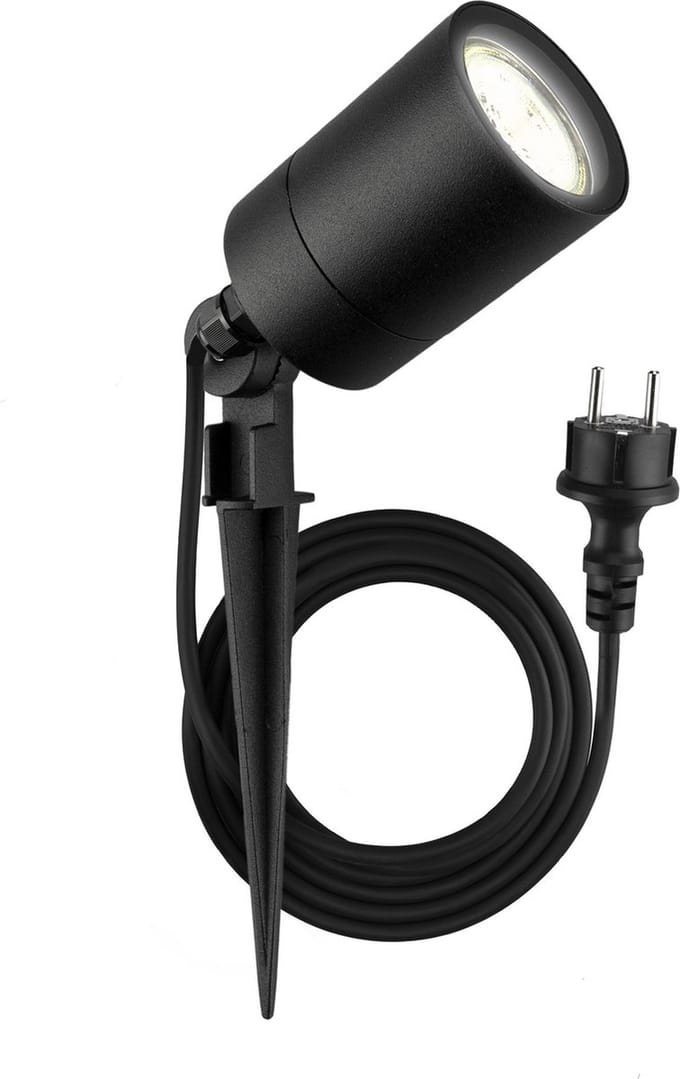 Ledvion - LED Grondspot - Zwart IP65 - GU10 - 2m Incl. Stekker