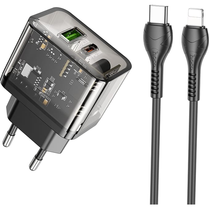 Hoco N34 Snellader met 2 poorten Voor IP output USB-A en USB-C