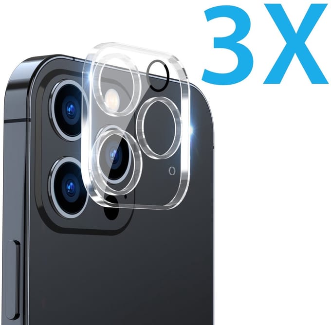 Camera lens Protector 3x Geschikt voor: Apple iPhone 16 Pro - screen protector - glas - bescherm je camera - beschermglas - Transparant