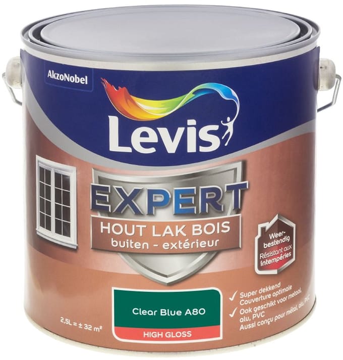 Levis - Expert Hout Lak Buiten High Gloss Mix - Clear Blue A80 - Mengverf - 2,5 L