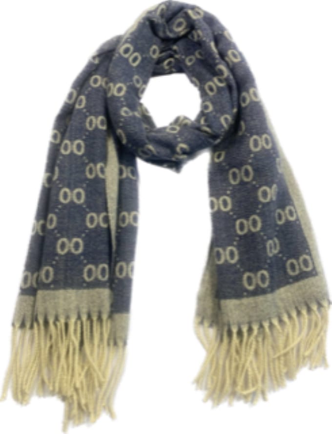 Wintersjaal met print en franje in 7 kleuren