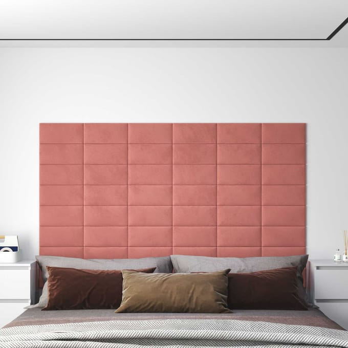 vidaXL - Wand - Hoofdbord - 12 - st - Roze - Fluweel