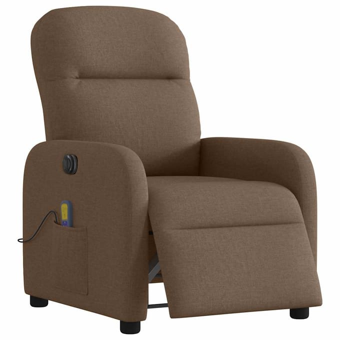 vidaXL - Massagestoel - elektrisch - verstelbaar - stof - bruin