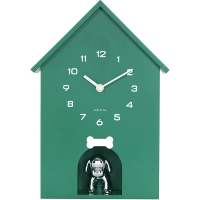 Karlsson wandklok dog house retro green